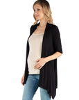 Loose Fit Open Front Maternity Cardigan with Half Sleeve
