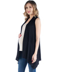 Draped Maternity Open Front Sleeveless Cardigan