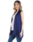 Draped Maternity Open Front Sleeveless Cardigan