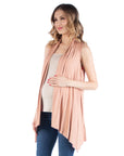 Draped Maternity Open Front Sleeveless Cardigan