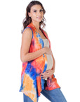 Orange Tie Dye Maternity Open Front Shrug Vest