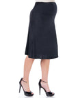 A Line Elastic Waist Knee Length Maternity Skirt