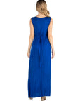 V Neck Sleeveless Maternity Maxi Dress with Belt
