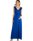 V Neck Sleeveless Maternity Maxi Dress with Belt