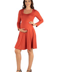 Long Sleeve Flared Maternity Mini Dress