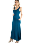 Scoop Neck Sleeveless Maternity Maxi Dress with Pockets