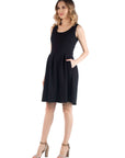 Sleeveless Pleated Maternity Dress with Pockets