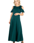 Ruffle Cold Shoulder A Line Maternity Maxi Dress