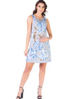 Baby Blue Floral Maternity Sleeveless Mini Shift Dress