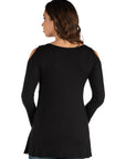 Long Sleeve Maternity Criss Cross Cold Shoulder Top
