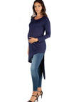 Long Sleeve Asymmetrical Maternity Tunic Top