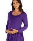 Long Sleeve Solid Color Swing Style Flared Maternity Tunic Top