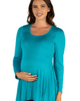 Long Sleeve Solid Color Swing Style Flared Maternity Tunic Top