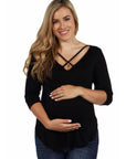 Criss Cross Round Hemline Maternity Tunic Top