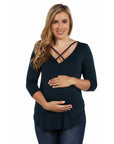 Criss Cross Round Hemline Maternity Tunic Top