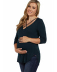Criss Cross Round Hemline Maternity Tunic Top