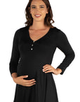 Flared Long Sleeve Henley Maternity Top