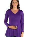 Flared Long Sleeve Henley Maternity Top
