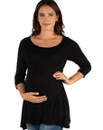 Ruched Sleeve Swing Maternity Tunic Top