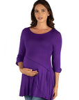 Ruched Sleeve Swing Maternity Tunic Top