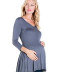 Three Quarter Sleeve V-Neck Maternity Tunic Top
