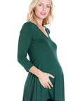 Three Quarter Sleeve V-Neck Maternity Tunic Top