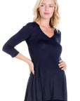 Three Quarter Sleeve V-Neck Maternity Tunic Top