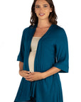 Open Front Elbow Length Sleeve Maternity Cardigan