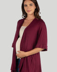 Open Front Elbow Length Sleeve Maternity Cardigan