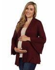 Bell Sleeve Flared Open Front Maternity Cardigan
