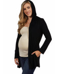 Open Front Lightweight Hooded Maternity Cardigan