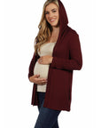 Open Front Lightweight Hooded Maternity Cardigan