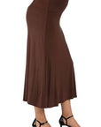 Womens Elastic Waist Solid Color Maternity Maxi Skirt