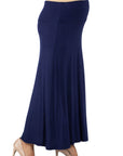 Womens Elastic Waist Solid Color Maternity Maxi Skirt
