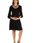 Maternity Knee Length Cold Shoulder Dress
