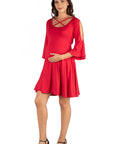 Maternity Knee Length Cold Shoulder Dress