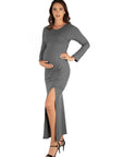 Long Sleeve Side Slit Maternity Maxi Dress