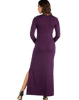 Long Sleeve Side Slit Maternity Maxi Dress