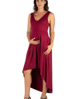 Sleeveless Fit N Flare High Low Maternity Dress