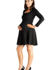 Long Sleeve Knee Length Maternity Skater Dress