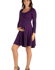 Long Sleeve Knee Length Maternity Skater Dress