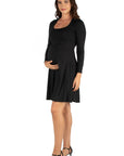 Long Sleeve Flared Maternity Mini Dress