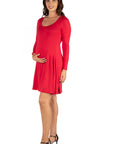 Long Sleeve Flared Maternity Mini Dress