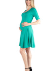 Knee Length A Line Elbow Sleeve Maternity Dress