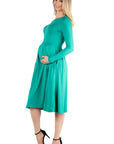 Midi Length Fit N Flare Pocket Maternity Dress