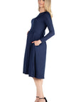 Midi Length Fit N Flare Pocket Maternity Dress