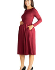 Midi Length Fit N Flare Pocket Maternity Dress