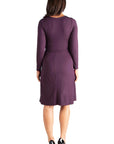 Chic V-Neck Long Sleeve Belted Maternity Dress