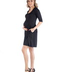 Fit and Flare Scoop Neck Maternity Dress