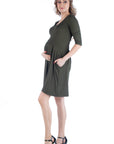 Fit and Flare Scoop Neck Maternity Dress